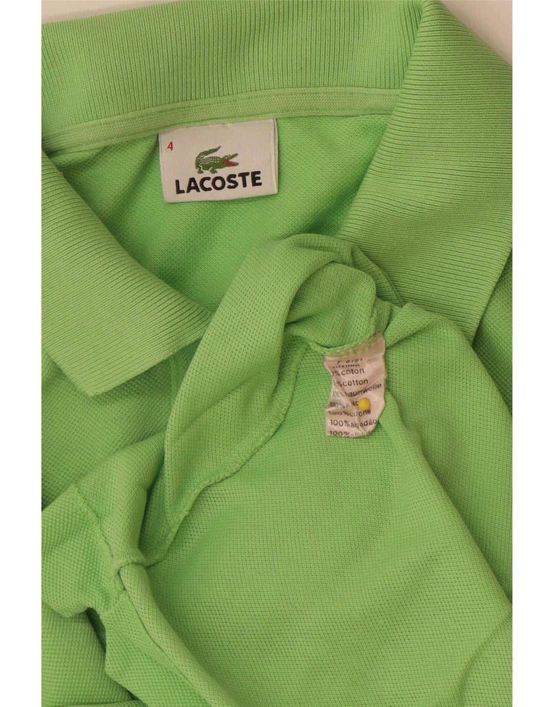 Lacoste Mens Polo Shirt Size 4 Medium Green Cotton