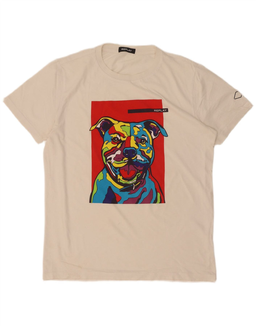 Replay Mens Graphic T-Shirt Top Medium White