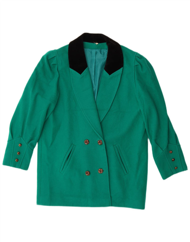 Vintage Womens Double Breasted Blazer Jacket UK 14 Large Green Colourblock