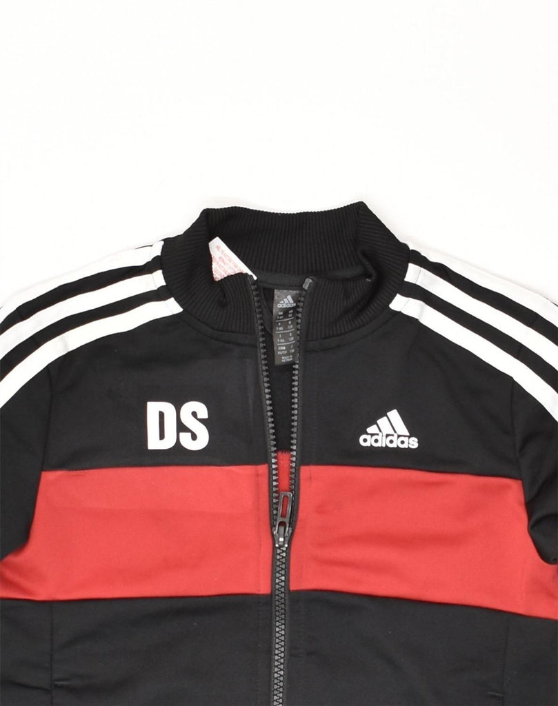 ADIDAS Boys Graphic Tracksuit Top Jacket 7-8 Years Black Colourblock | Vintage Adidas | Thrift | Second-Hand Adidas | Used Clothing | Messina Hembry 