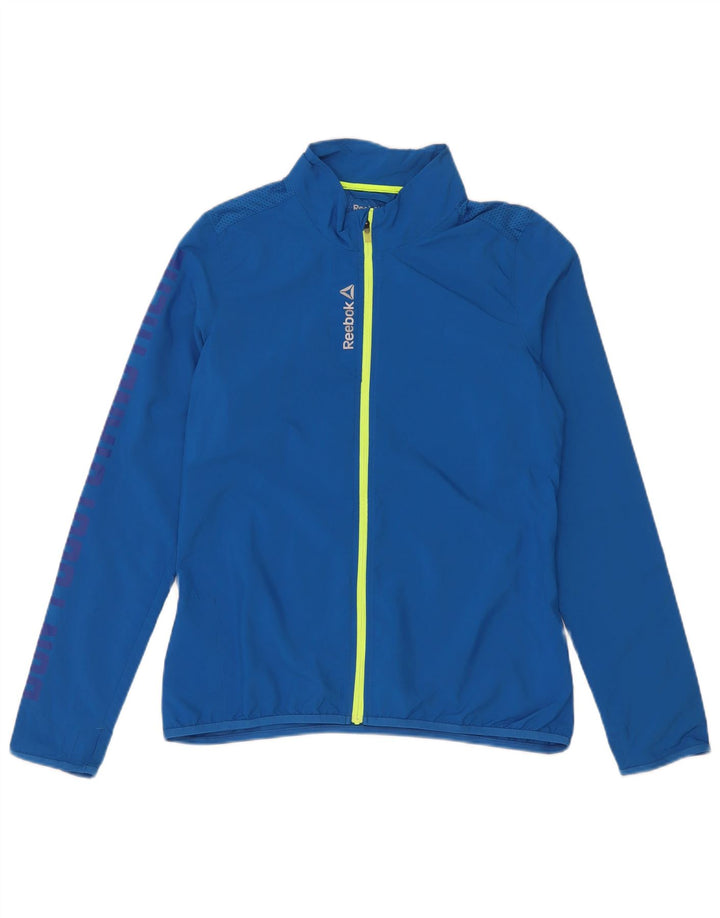 Reebok Boys Graphic Tracksuit Top Jacket 9-10 Years Small Blue Polyester
