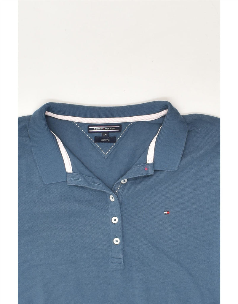 TOMMY HILFIGER Womens 3/4 Sleeve Polo Shirt UK 20 2XL Blue Cotton | Vintage Tommy Hilfiger | Thrift | Second-Hand Tommy Hilfiger | Used Clothing | Messina Hembry 
