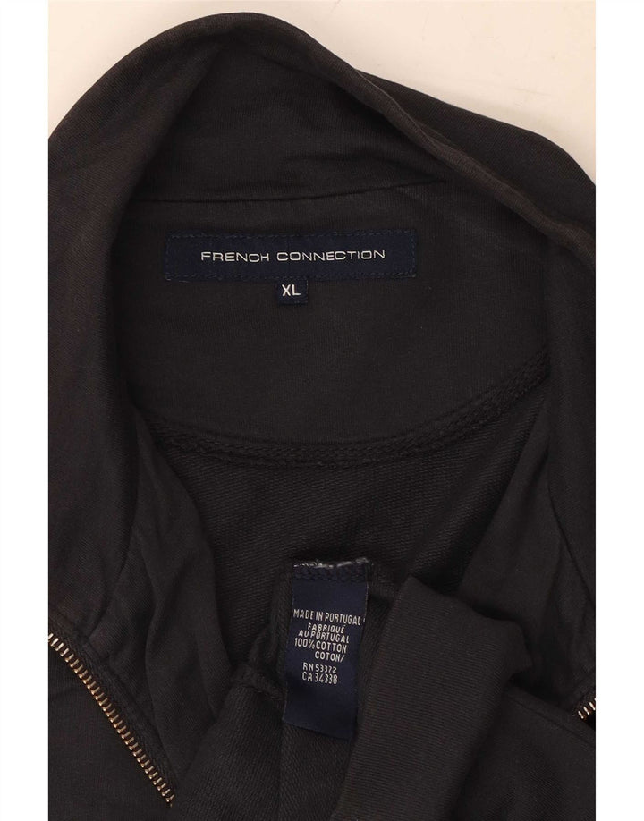 French Connection Mens Graphic Tracksuit Top Jacket XL Black Cotton