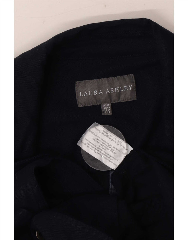 Laura Ashley Womens 2 Button Blazer Jacket UK 18 XL Navy Blue Cotton