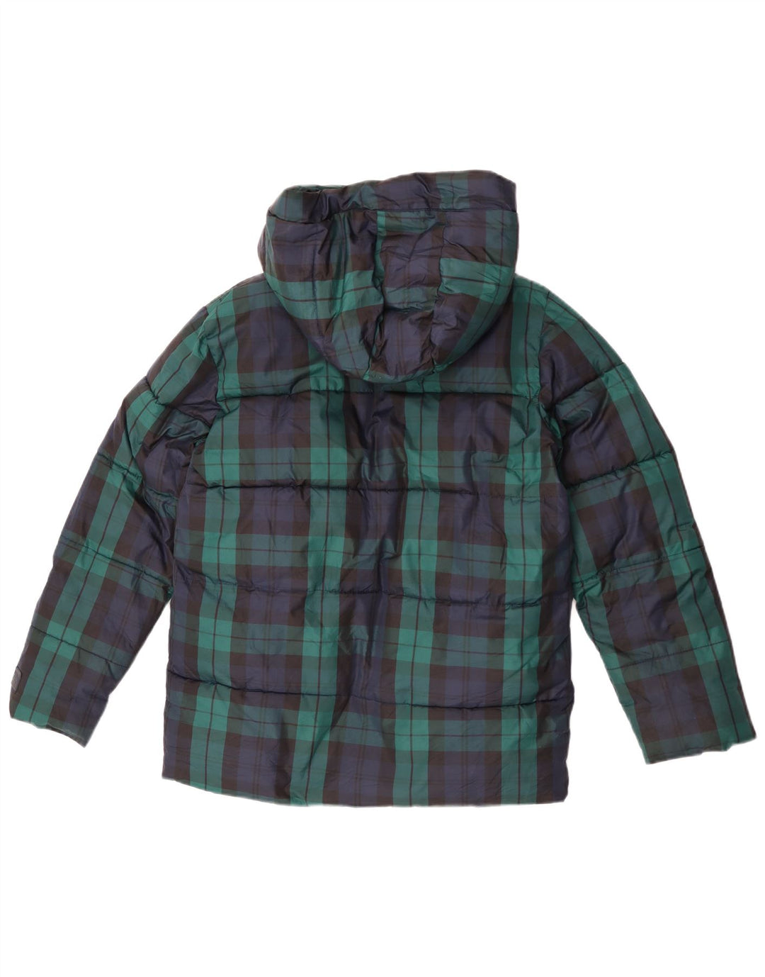 Gap Boys Hooded Padded Jacket 13-14 Years 2XL Navy Blue Check Polyester