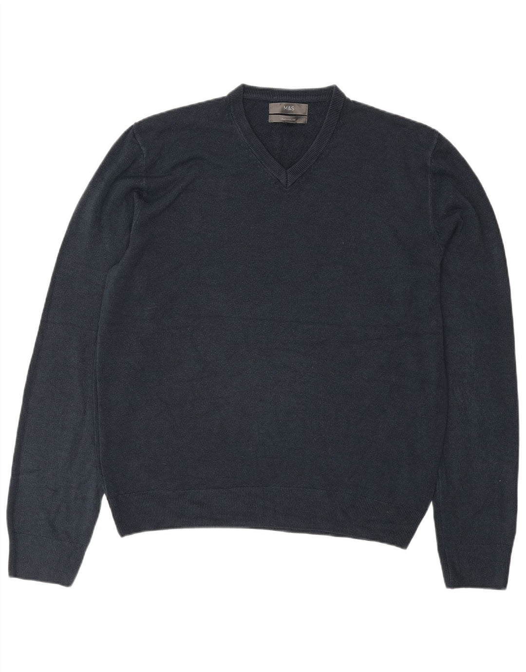 Marks & Spencer Mens V-Neck Jumper Sweater Medium Navy Blue Acrylic