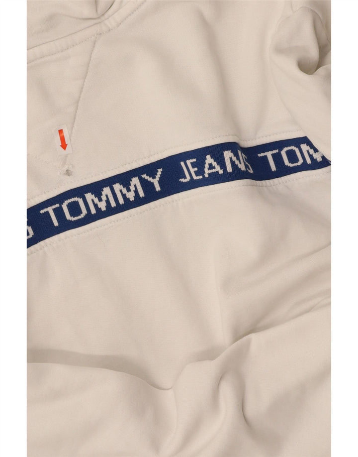 TOMMY HILFIGER Mens Graphic Hoodie Jumper Large White Cotton