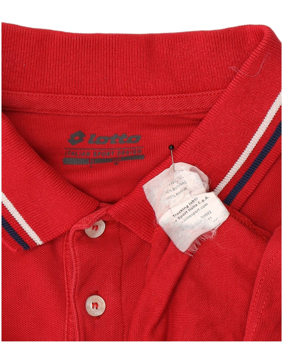 Lotto Mens Long Sleeve Polo Shirt Medium Red Cotton