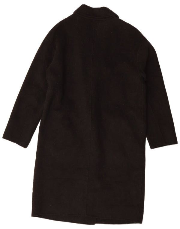 Zara Womens Oversized Double Breasted Coat UK 10 Small Black Wool