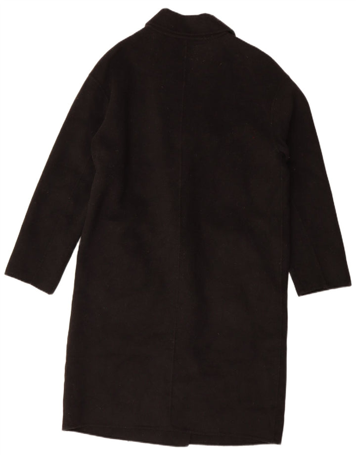 Zara Womens Oversized Double Breasted Coat UK 10 Small Black Wool