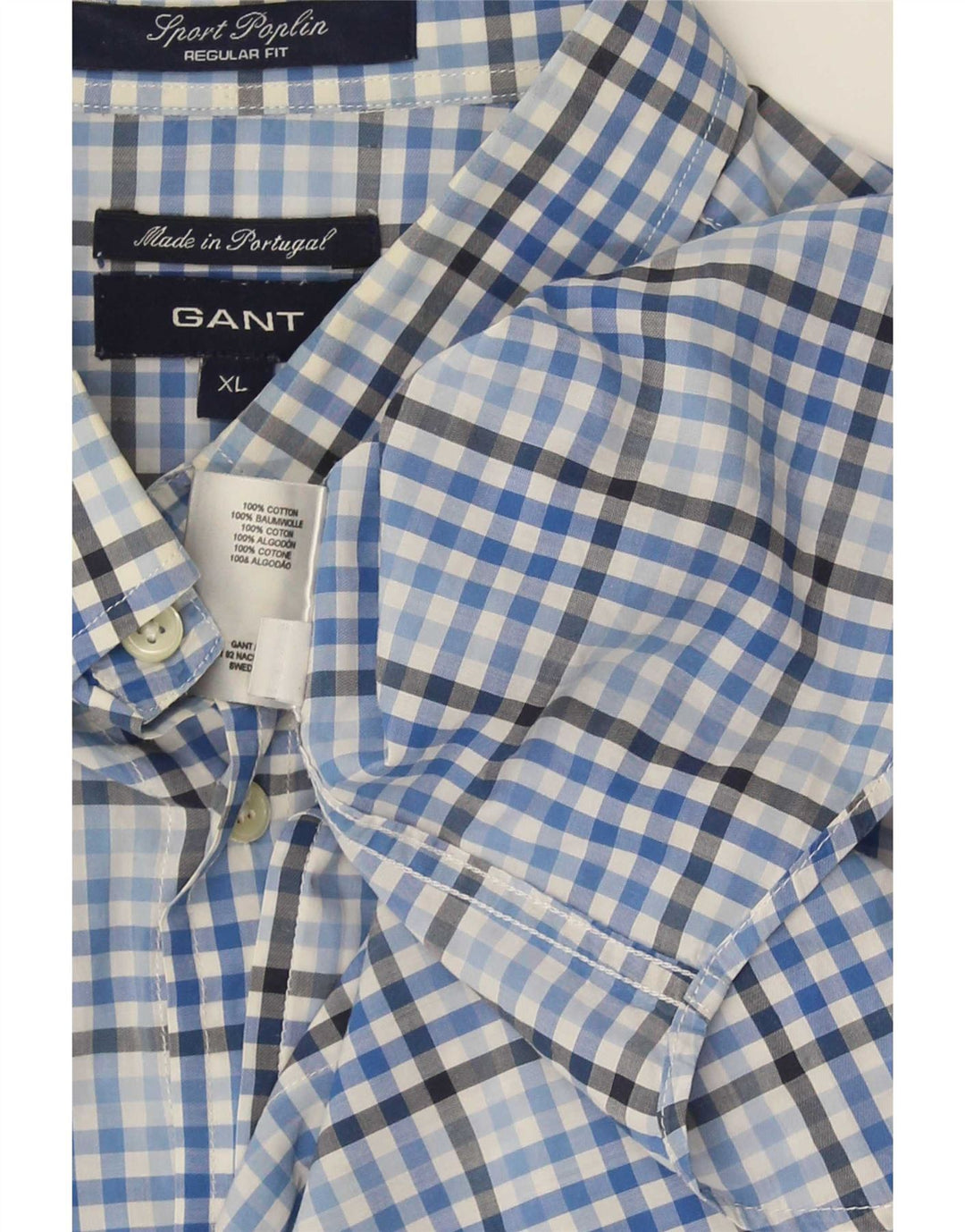 Gant Mens Regular Fit Shirt XL Blue Gingham Cotton