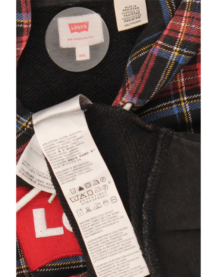 Levi's Mens Graphic Hoodie Jumper 2XL Multicoloured Check Cotton
