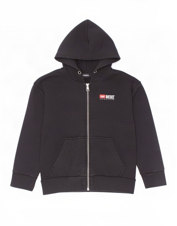 Diesel Boys Graphic Zip Hoodie Sweater 7-8 Years Black Cotton