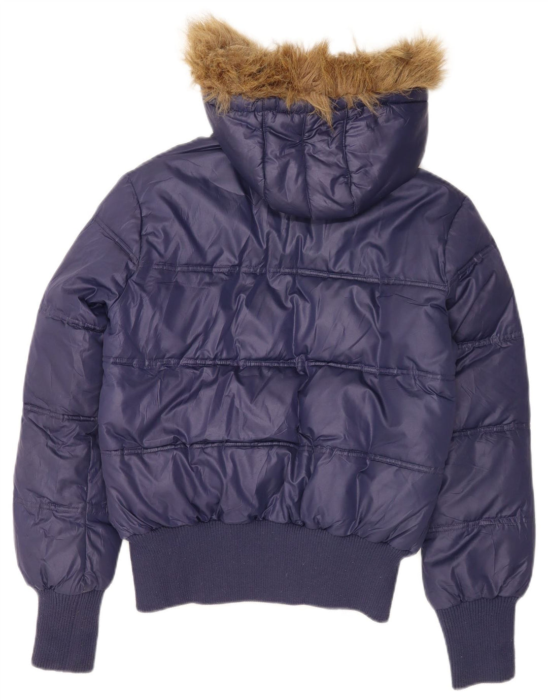 Lee Womens Hooded Padded Jacket UK 16 Large Navy Blue Polyester