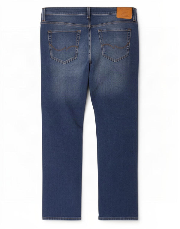 Jack & Jones Mens Straight Jeans W33 L32 Blue Cotton