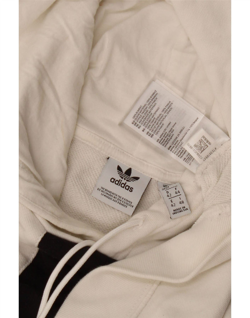 ADIDAS Womens Oversized Graphic Hoodie Jumper UK 16 Large  White Cotton Vintage Adidas and Second-Hand Adidas from Messina Hembry 