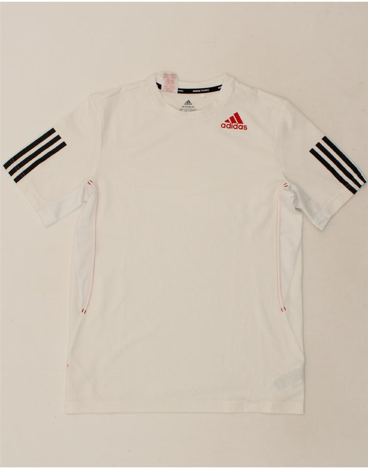 ADIDAS Boys T-Shirt Top 15-16 Years White Polyester Vintage Adidas and Second-Hand Adidas from Messina Hembry 