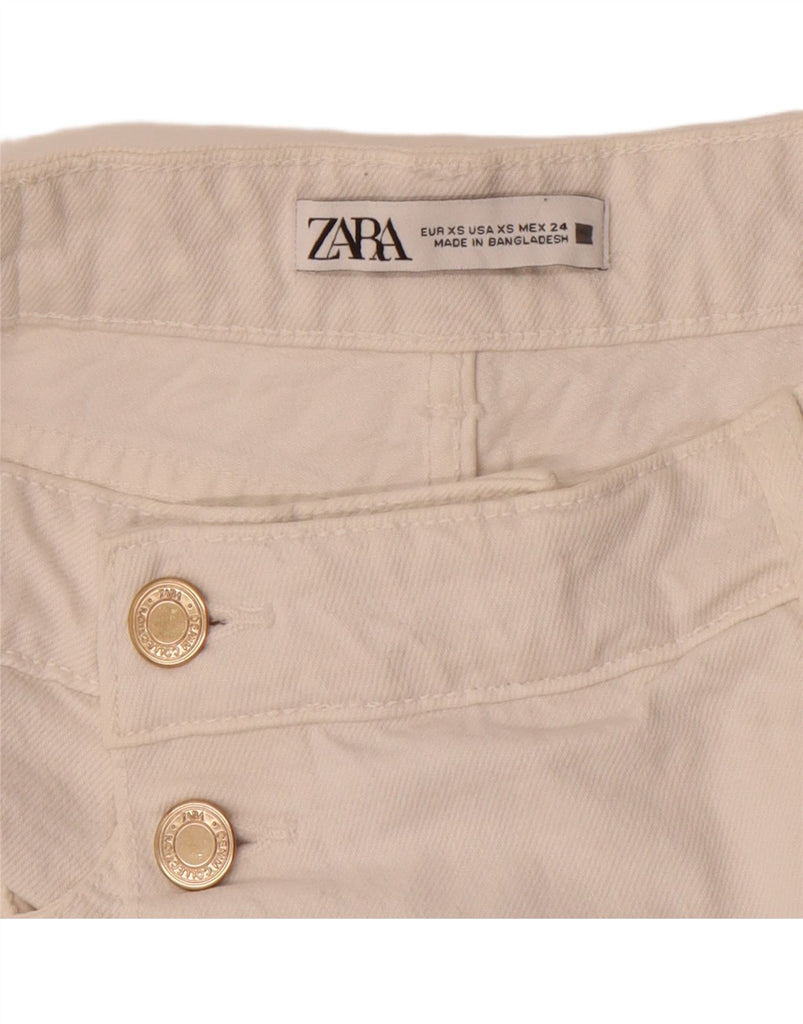 ZARA Womens High Waist Denim Shorts XS W26  Off White Cotton Vintage Zara and Second-Hand Zara from Messina Hembry 