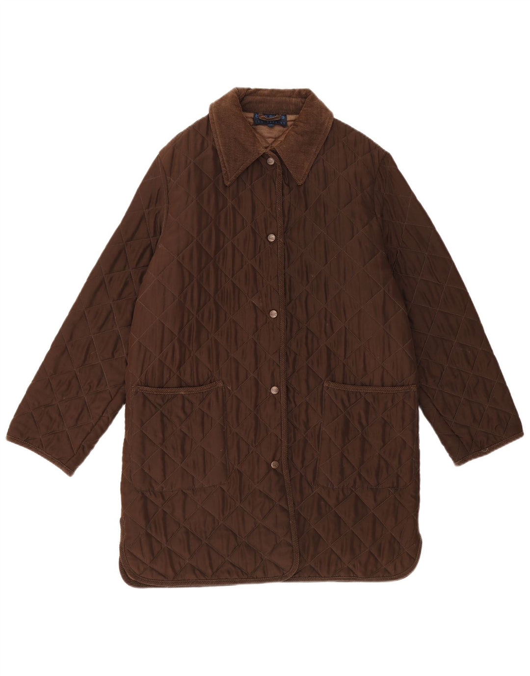 Les Copains Womens Quilted Overcoat IT 42 Medium Brown Acetate