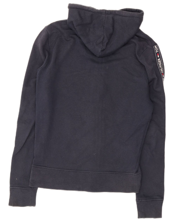 Tommy Hilfiger Womens Graphic Zip Hoodie Sweater UK 14 Medium Navy Blue