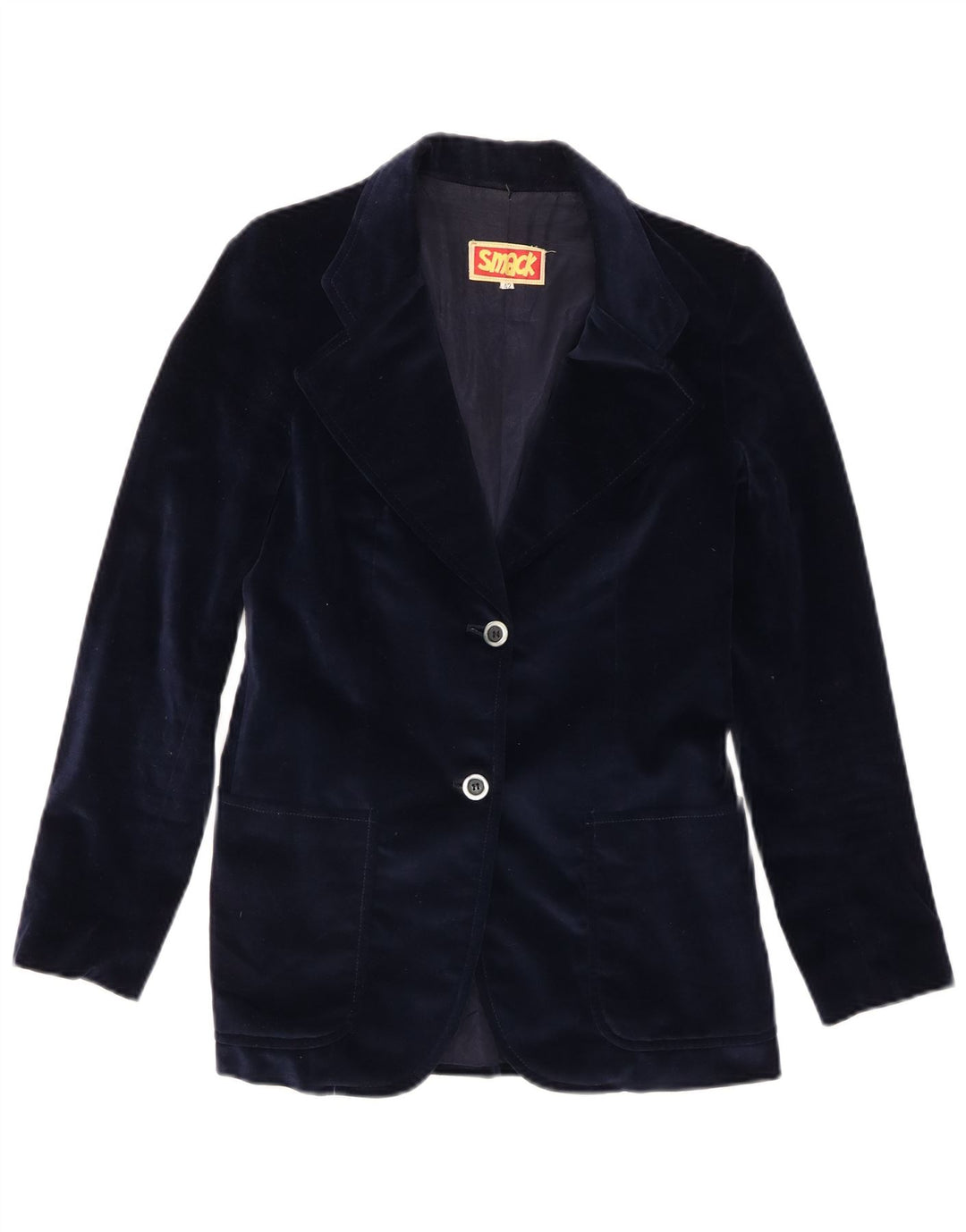 Vintage Womens Velvet 2 Button Blazer Jacket IT 42 Medium Navy Blue