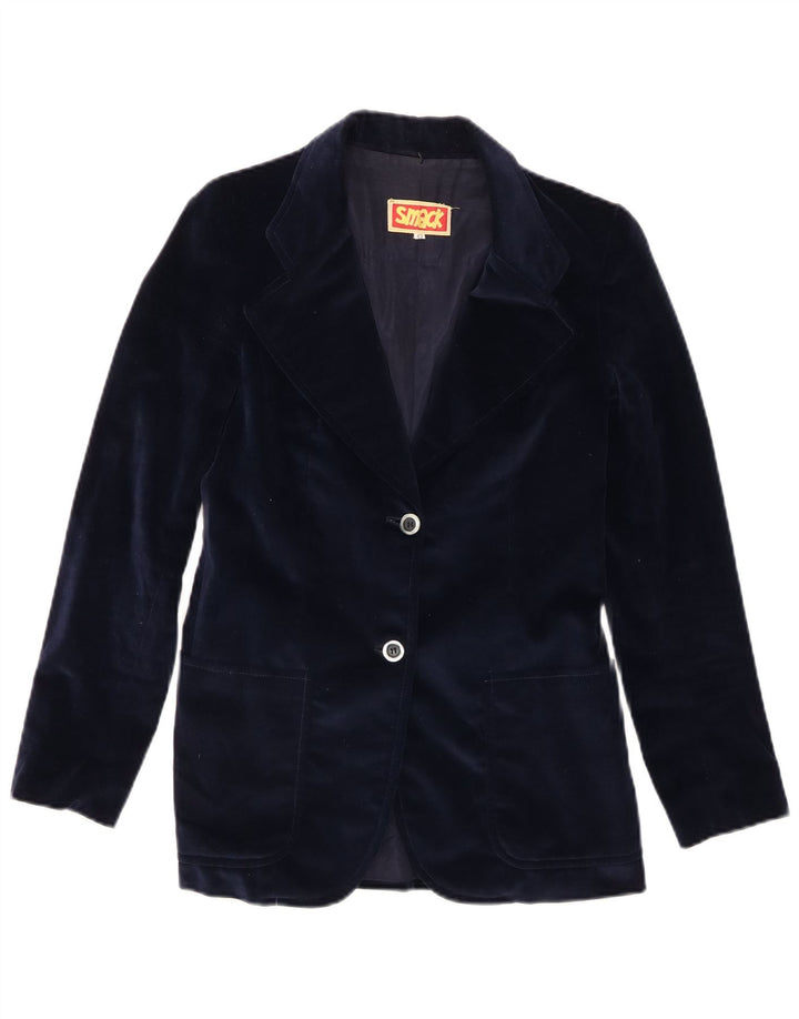 Vintage Womens Velvet 2 Button Blazer Jacket IT 42 Medium Navy Blue