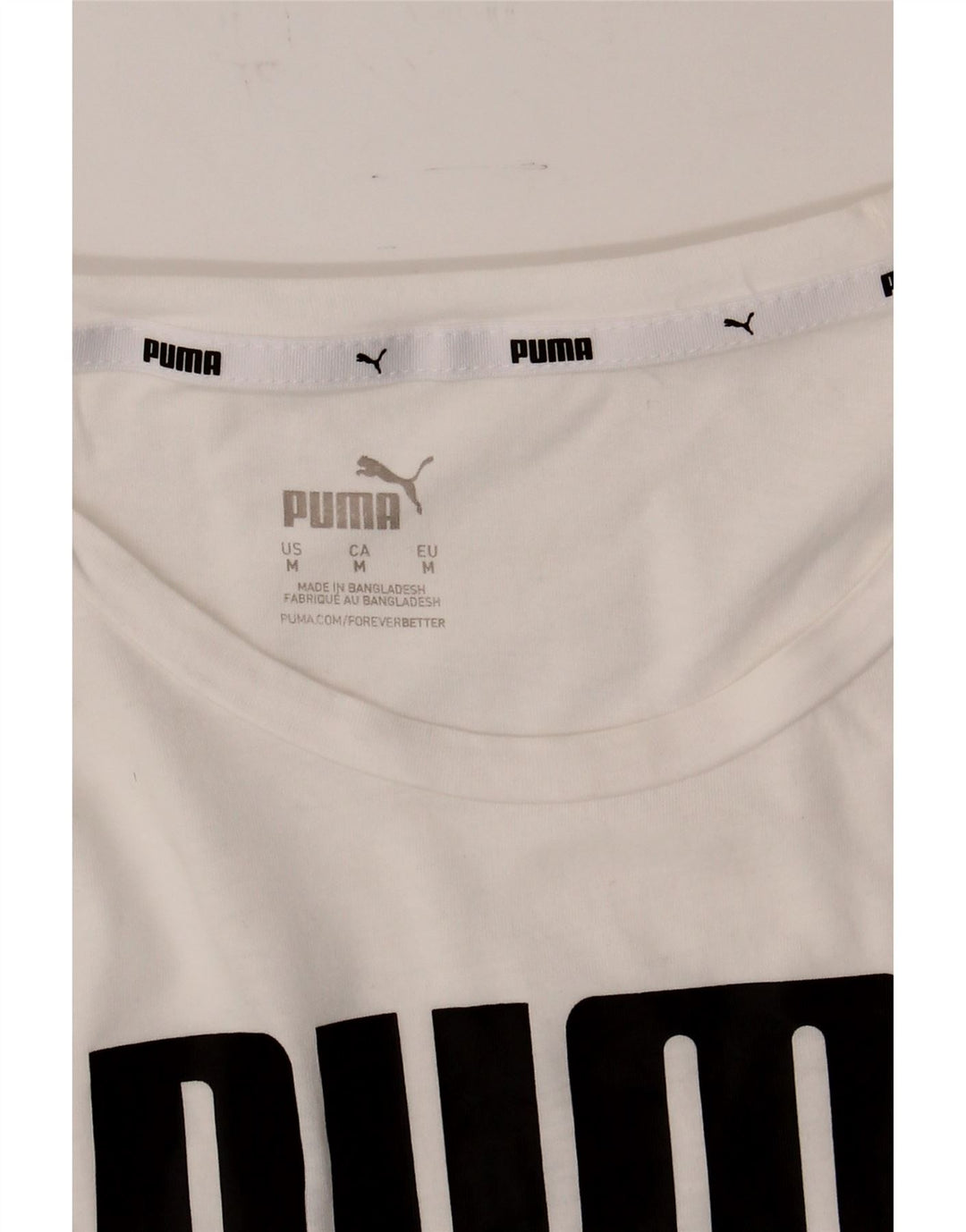 PUMA Womens Graphic T-Shirt Top UK 12 Medium White Vintage Puma and Second-Hand Puma from Messina Hembry 