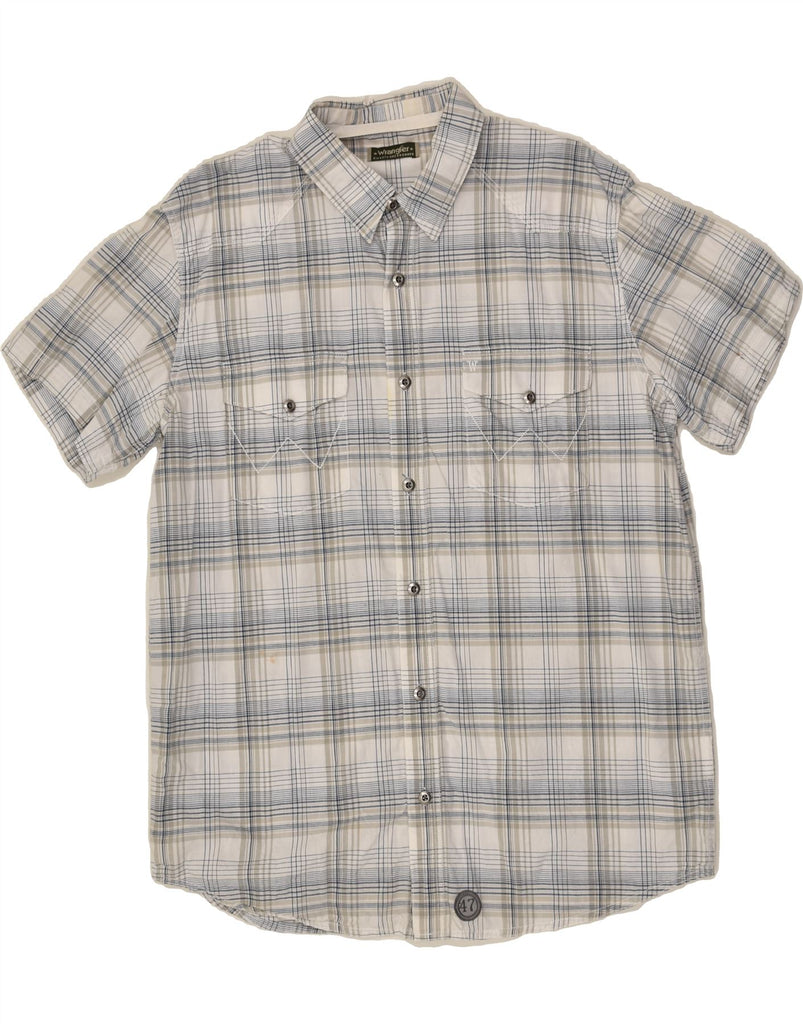 WRANGLER Mens Short Sleeve Shirt Medium Grey Check Cotton | Vintage Wrangler | Thrift | Second-Hand Wrangler | Used Clothing | Messina Hembry 