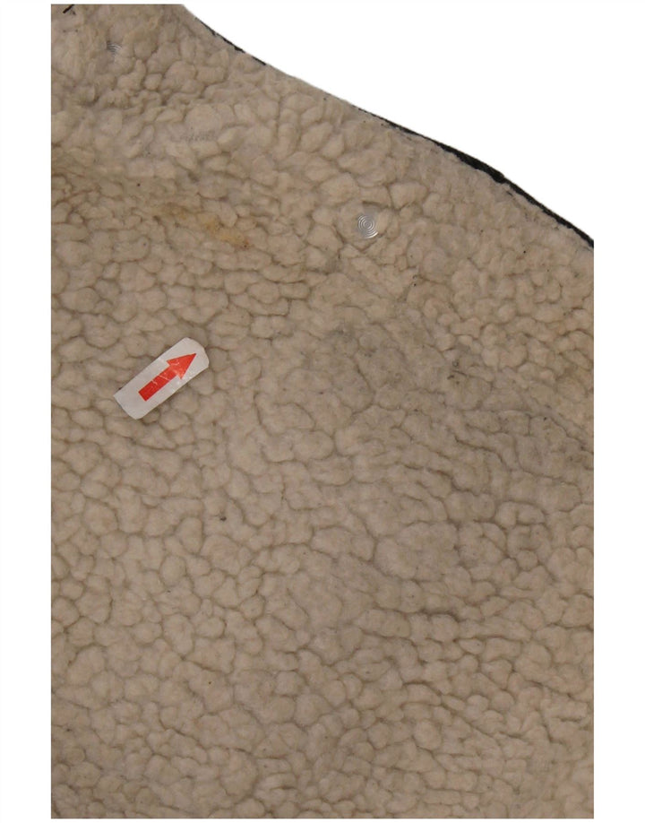 Topshop Womens Oversized Sherpa Denim Jacket UK 8 Small Black Classic