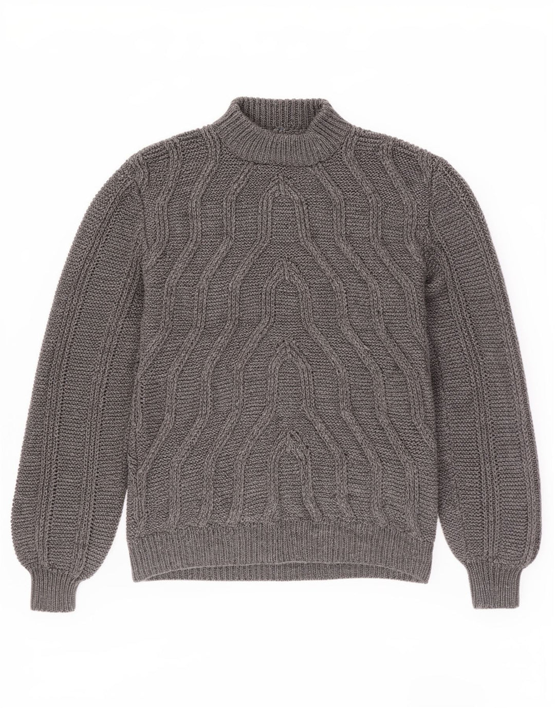 Vintage Mens Turtle Neck Jumper Sweater Medium Grey Geometric