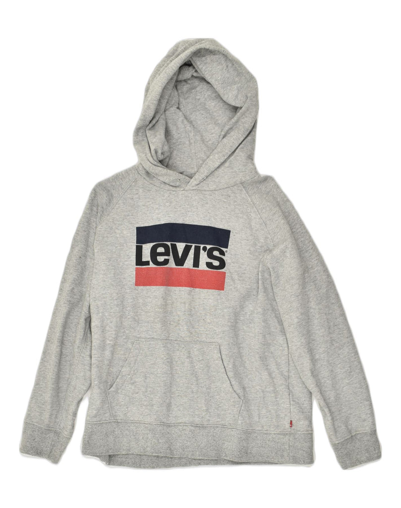 LEVI'S Womens Graphic Hoodie Jumper UK 16 Large Grey Cotton | Vintage Levi's | Thrift | Second-Hand Levi's | Used Clothing | Messina Hembry 