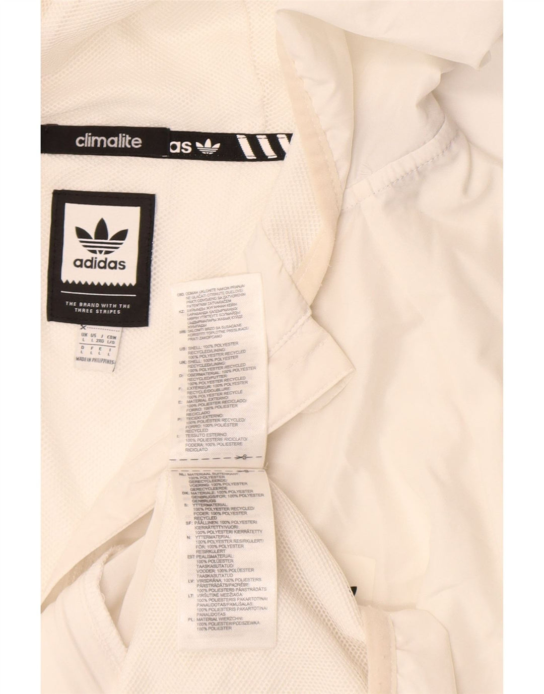 Adidas Mens Climalite Hooded Windbreaker Jacket UK 40 Large White Polyester