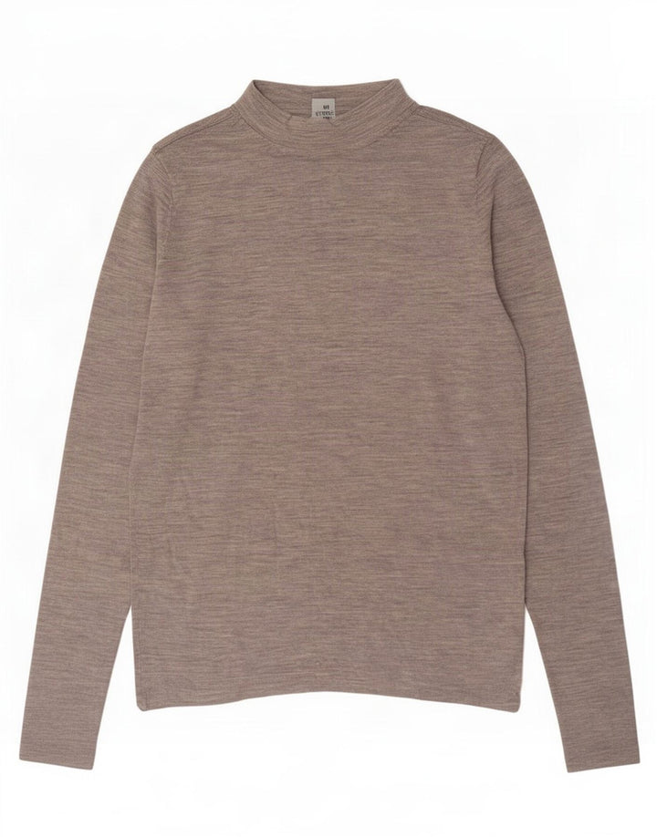 Cos Womens Top Long Sleeve UK 10 Small Grey Flecked Polyamide