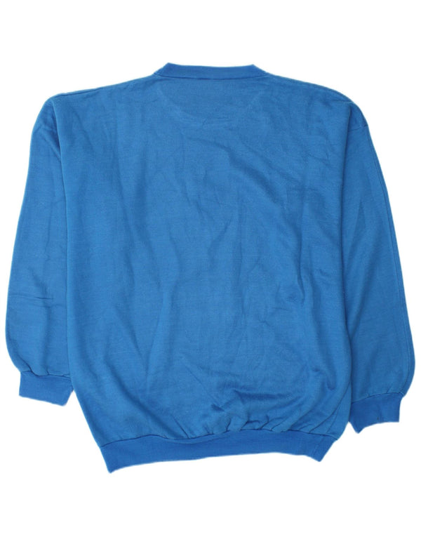 Vintage Mens Graphic Sweatshirt Jumper Large Blue