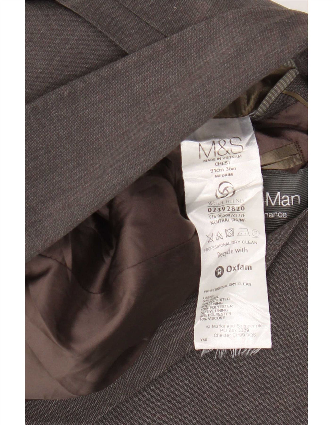 Marks & Spencer Mens 2 Button Blazer Jacket UK 36 Small Grey Wool