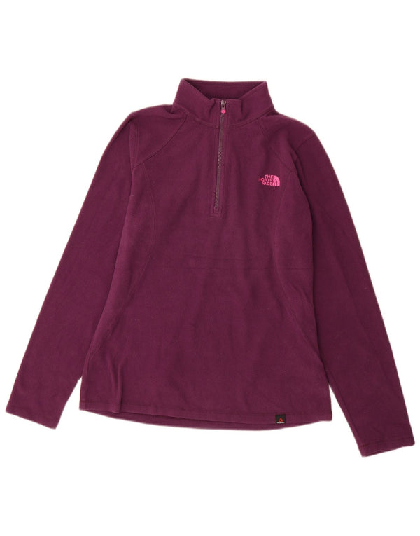 The North Face Womens Zip Neck Fleece Jumper UK 14 Medium Purple Polyester