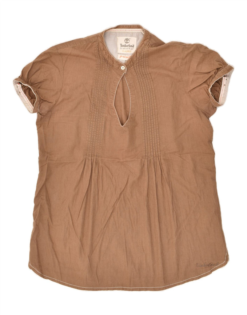 TIMBERLAND Womens Blouse Top UK 18 XL Brown Linen | Vintage Timberland | Thrift | Second-Hand Timberland | Used Clothing | Messina Hembry 