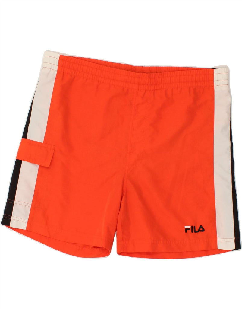 FILA Mens Graphic Sport Shorts Small Red Colourblock Polyester | Vintage Fila | Thrift | Second-Hand Fila | Used Clothing | Messina Hembry 