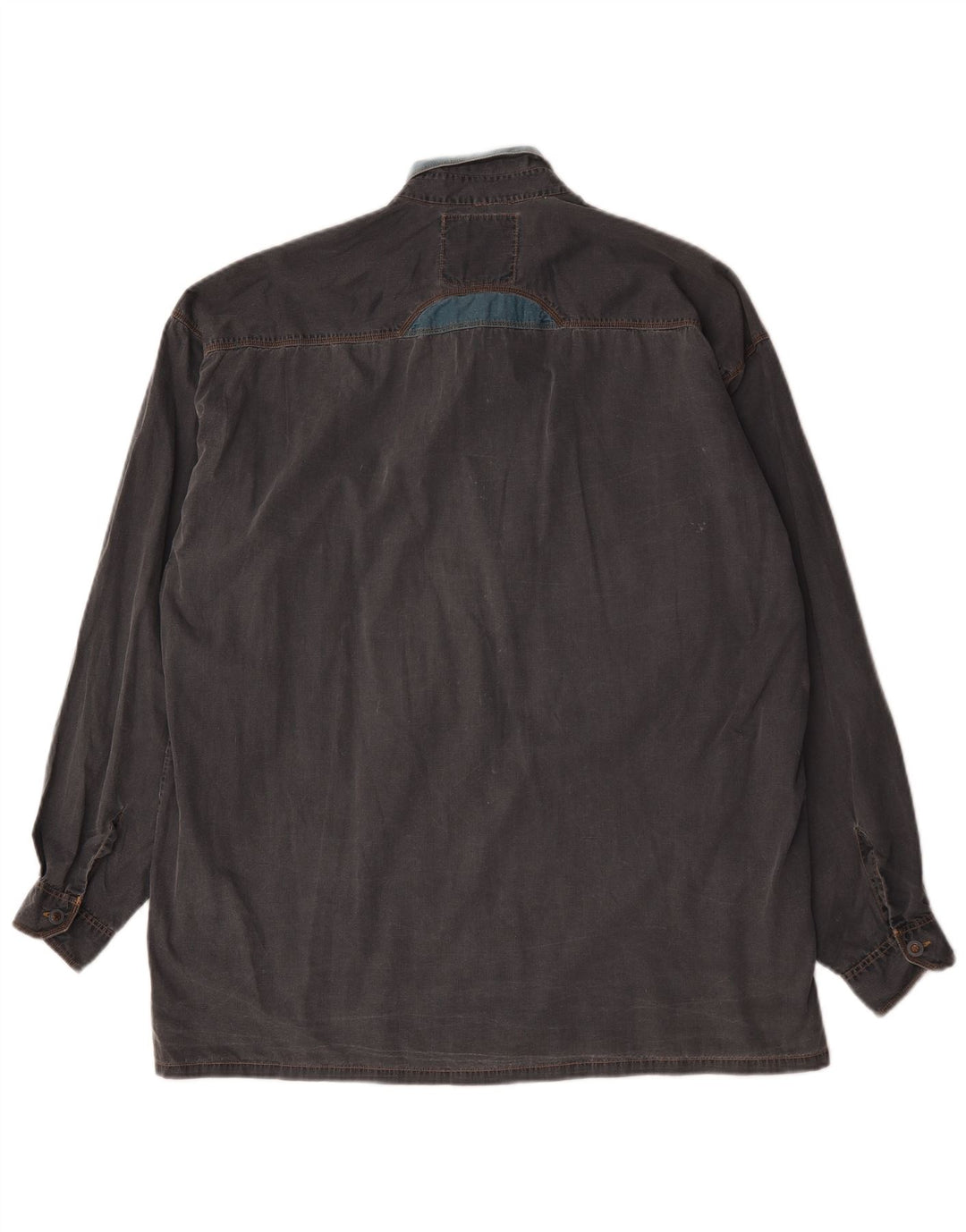 Vintage Mens Denim Shirt XL Grey Colourblock Cotton