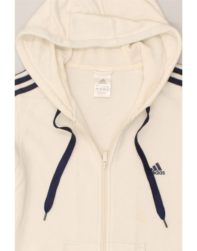 ADIDAS Womens Zip Hoodie Sweater UK 14 Medium  Off White Cotton | Vintage Adidas | Thrift | Second-Hand Adidas | Used Clothing | Messina Hembry 