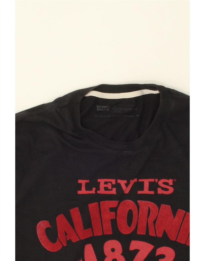 LEVI'S Mens Graphic T-Shirt Top Large Black Cotton Vintage Levi's and Second-Hand Levi's from Messina Hembry 
