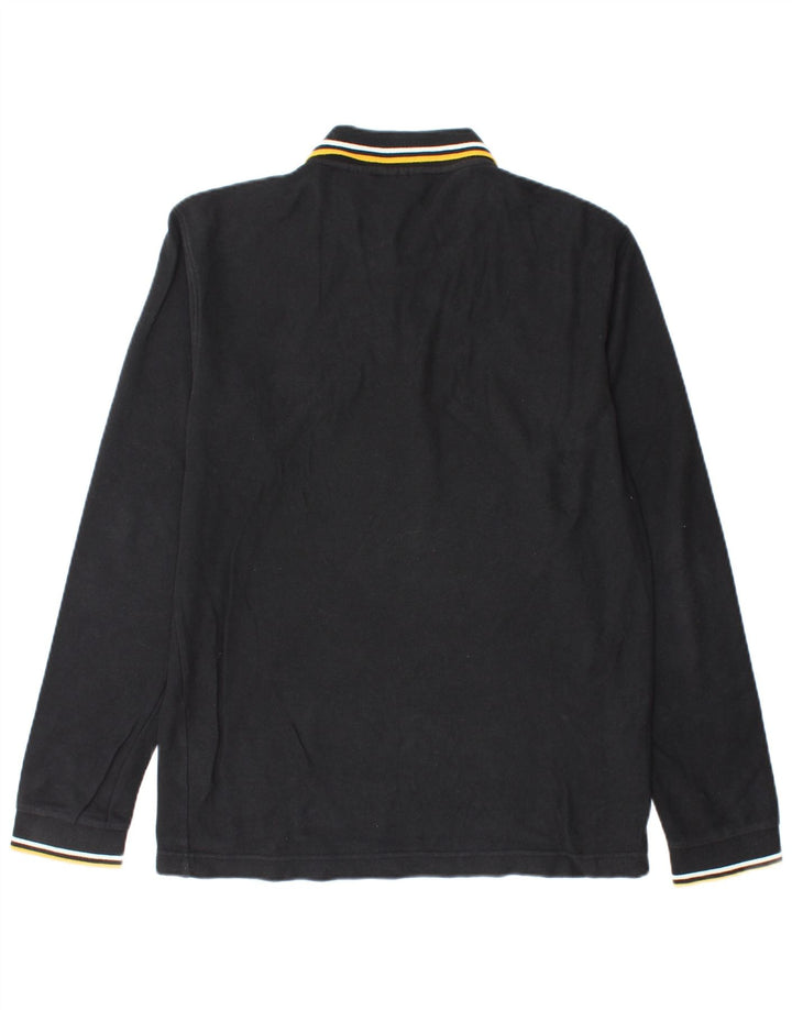 Fila Mens Long Sleeve Polo Shirt Medium Black Cotton
