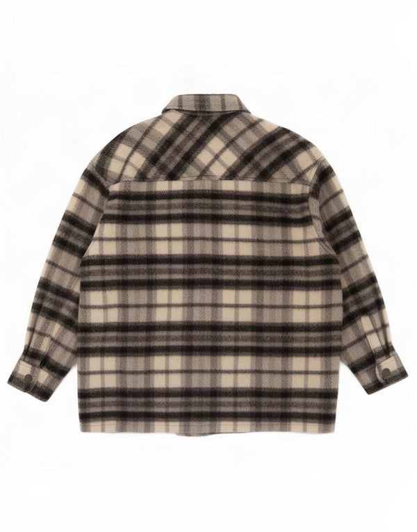 Zara Womens Loose Fit Overshirt Flannel Shirt UK 10 Small Grey Plaid