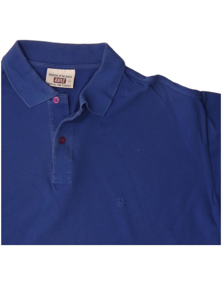 RIFLE Mens Polo Shirt XL Blue Cotton