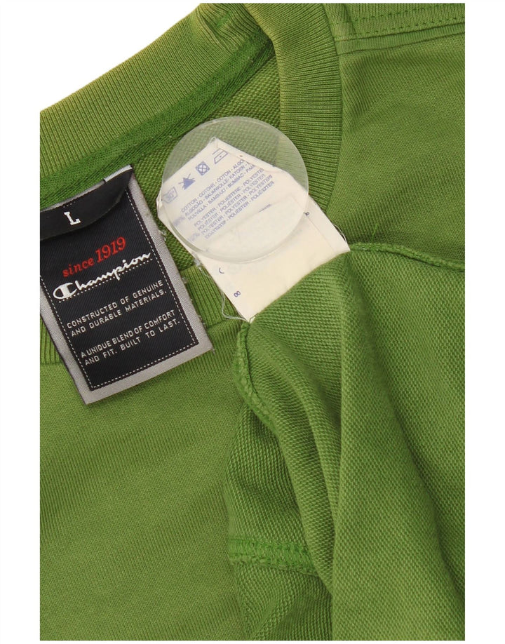 Champion Mens Graphic Sweatshirt Jumper Large Green Cotton