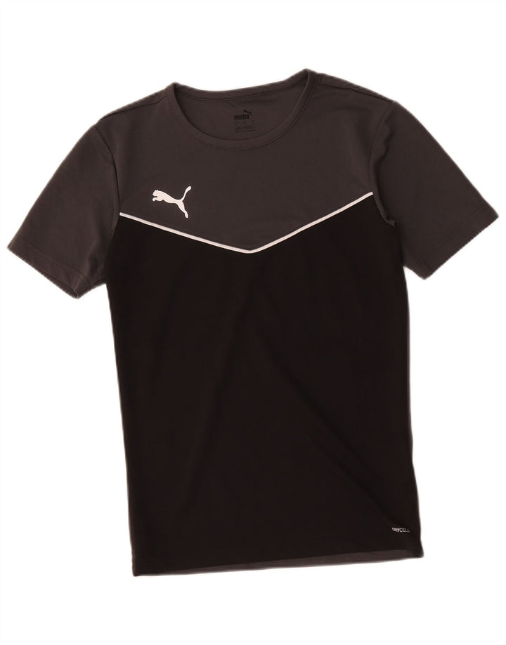 Puma Mens T-Shirt Top Small Black Colourblock Polyester