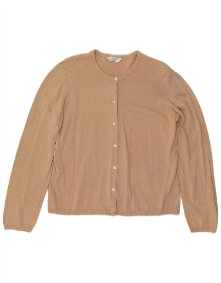 Marks & Spencer Womens Cardigan Sweater UK 12 Medium Beige Cotton
