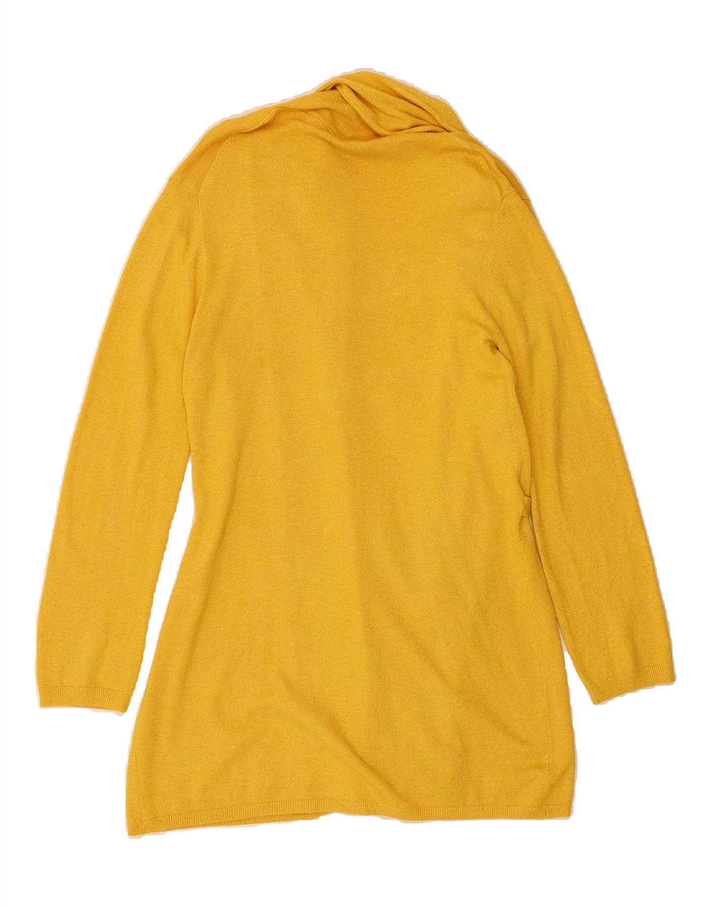 ZARA Dames Lange Open Cardigan Trui UK 14 Medium Geel Vintage