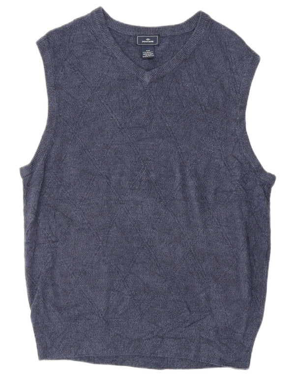 Dockers Mens Vest Tank Top Medium Navy Blue Flecked Acrylic