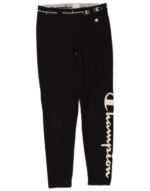 CHAMPION Womens Graphic Leggings UK 4 XS  Black Cotton